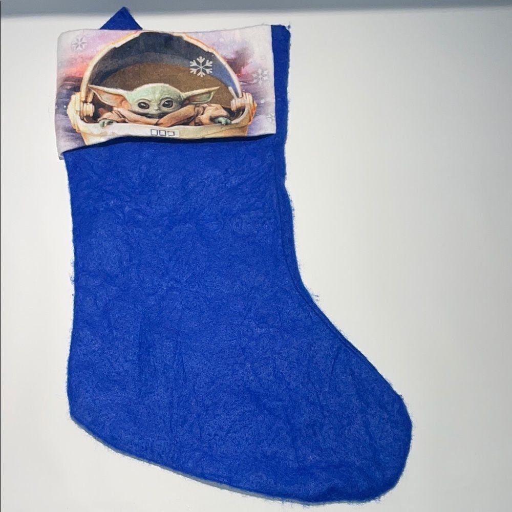 Blue Stocking with Baby Yoda Design